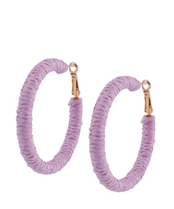 Raffia Colorful Hoop Earrings EH700085 VIOLET